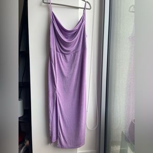 Lavender cows neck plus size dress